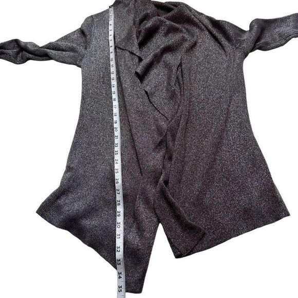 Torrid Womens Gray Metallic Drape Front Sweater Cardigan Large Modern Glam - Picture 8 of 11